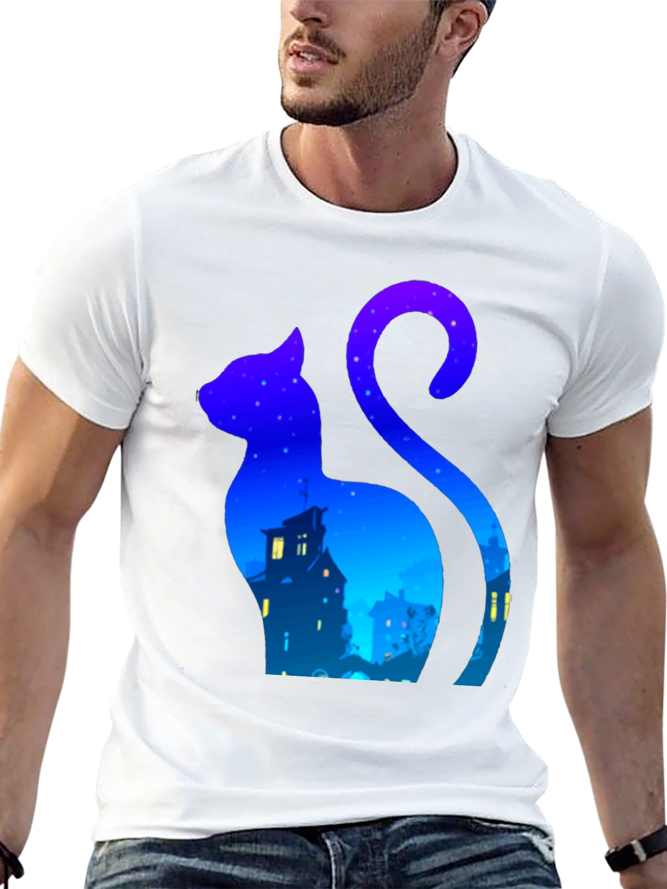 Night Cat Silhouette T-Shirt