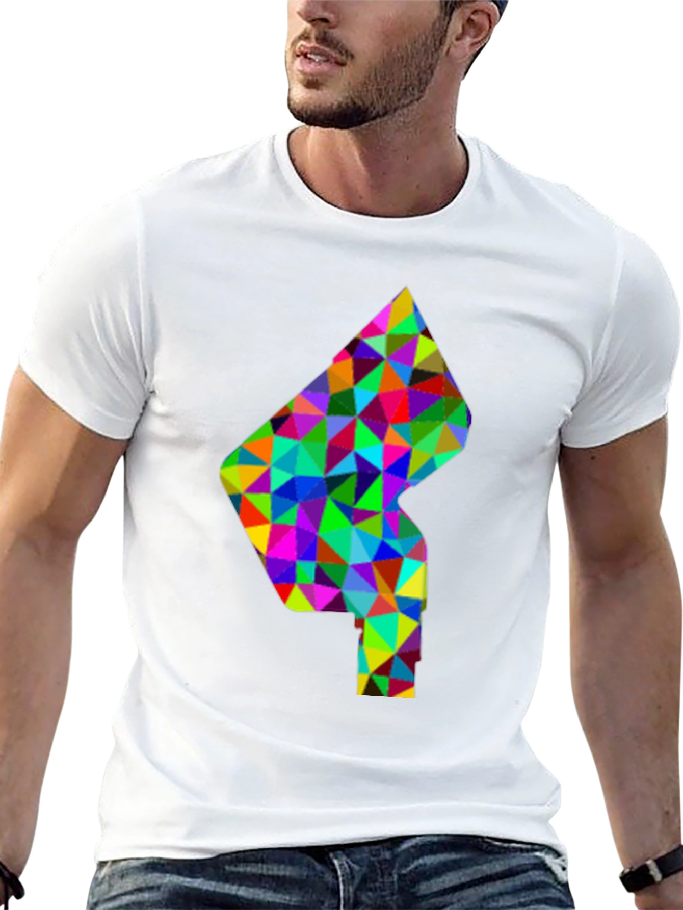 Geometric Mosaic Graphic Tee - Stylish Mens Black T-Shirt
