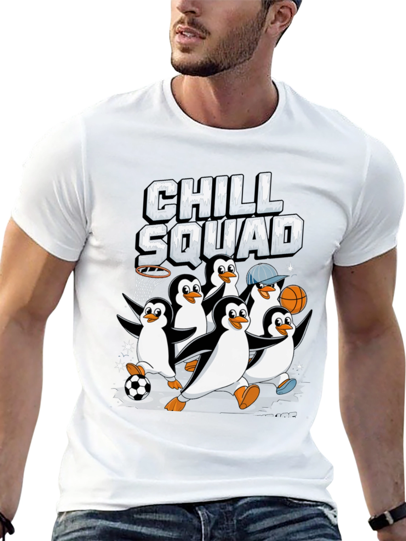 Chill Squad Penguin Graphic Tee - Black