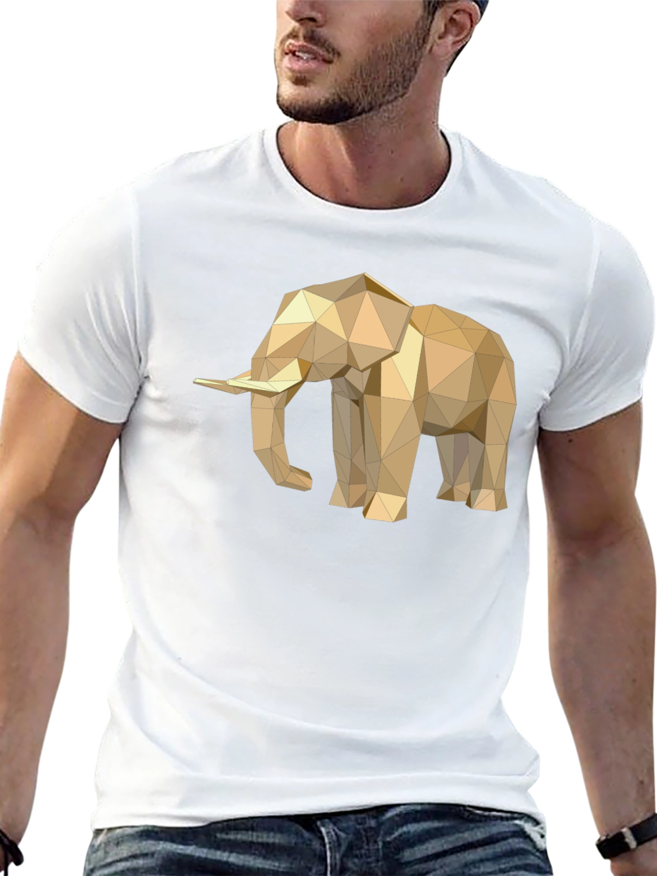 Geometric Elephant Graphic Tee - Stylish Mens Black T-Shirt