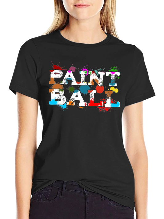 Paintball T-Shirt - Colorful Graphic Print Black Tee