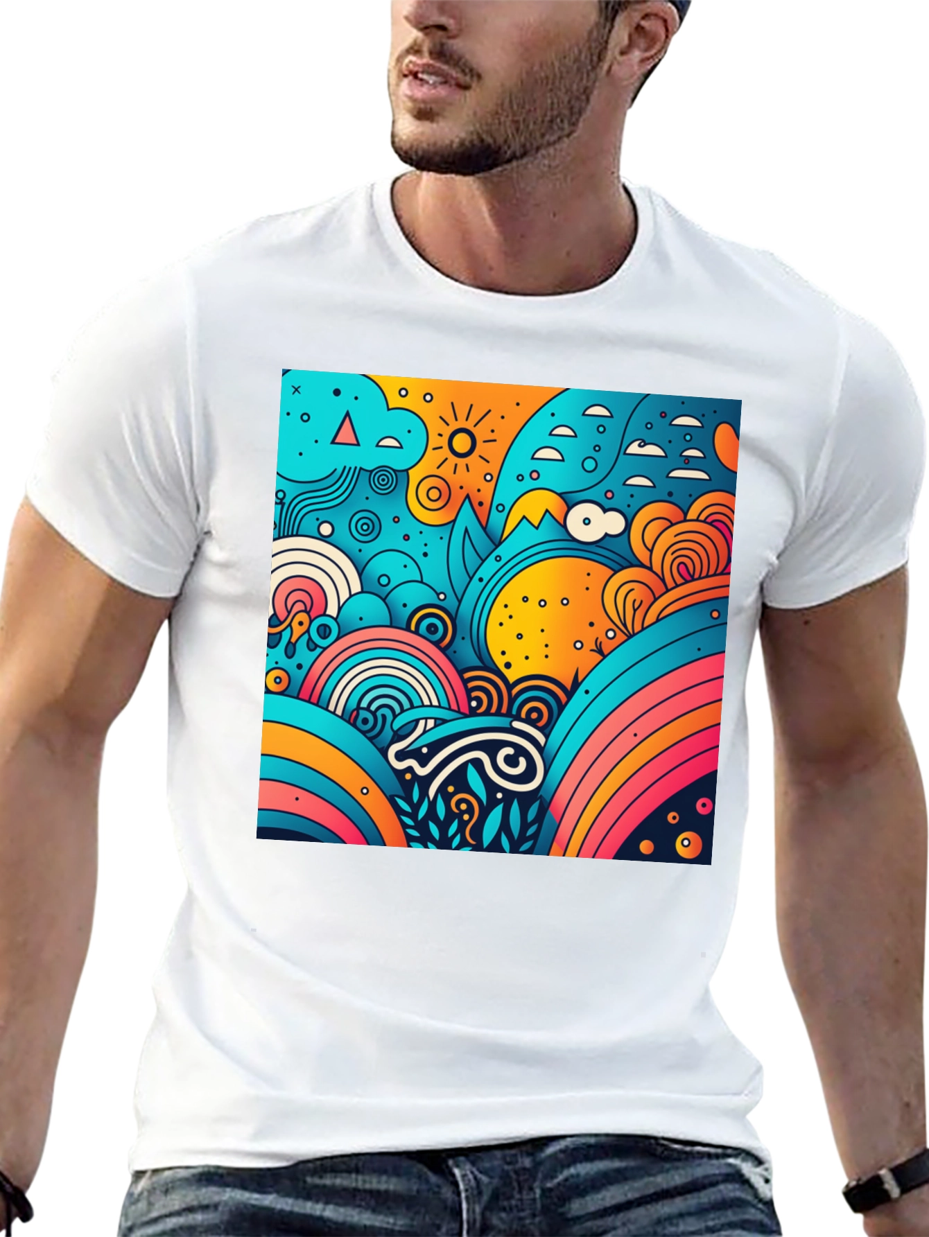Vibrant Abstract Graphic Tee - Artistic Style