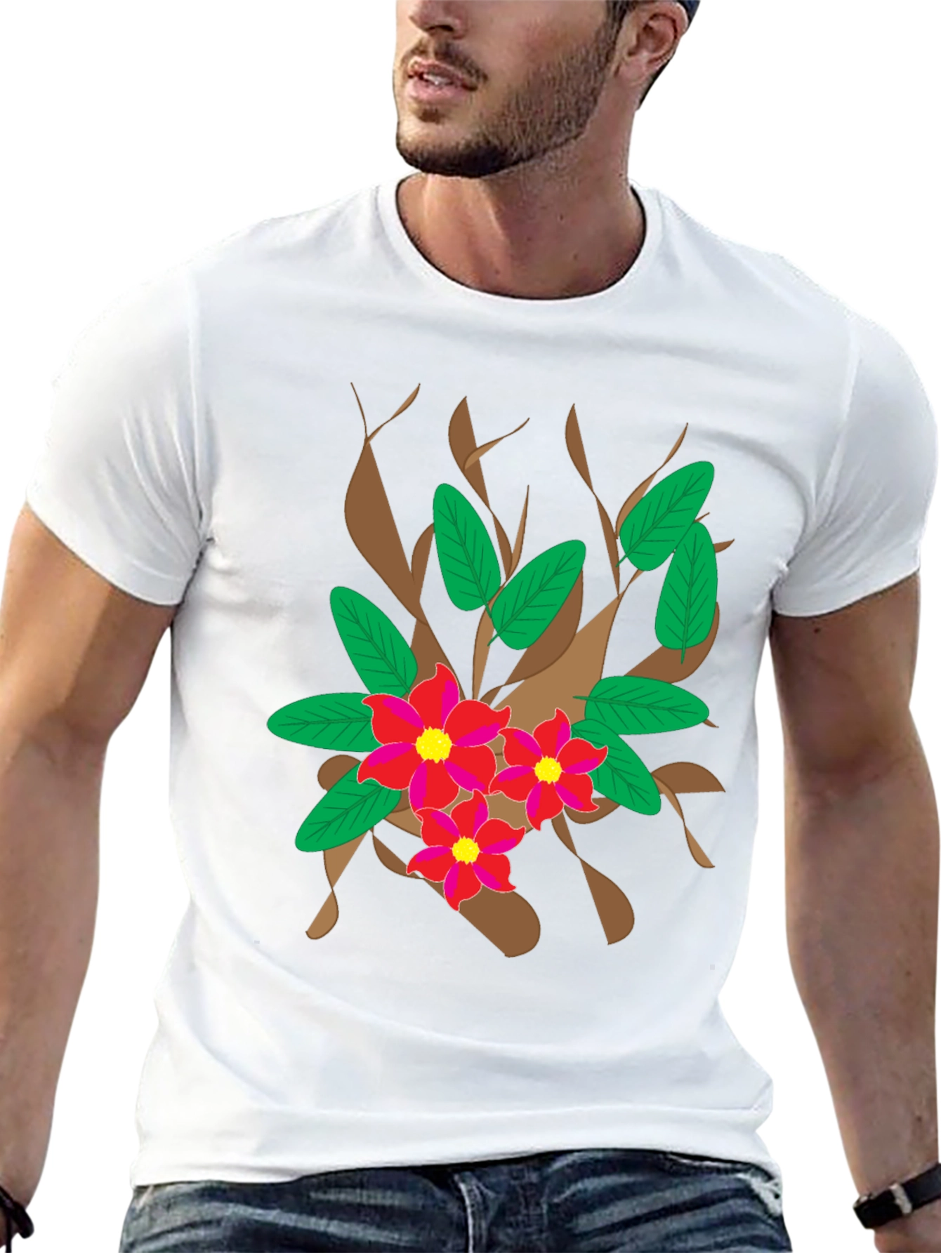 Floral Graphic Print Black T-Shirt