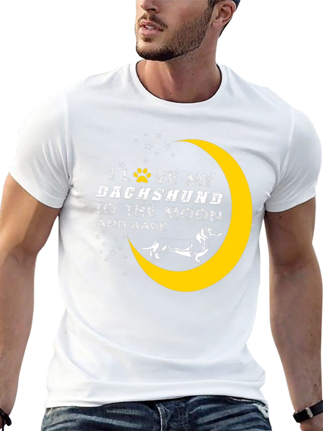 Dachshund Moon Graphic Tee - Dog Lover Shirt