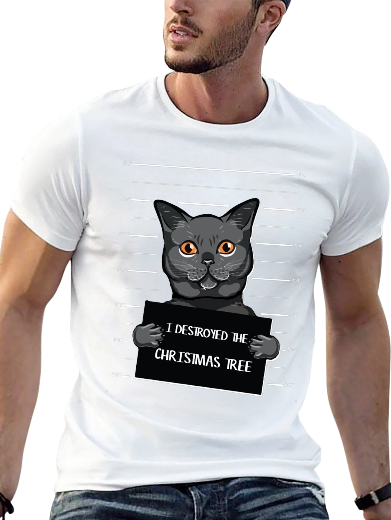 Cat Mugshot Christmas Tee