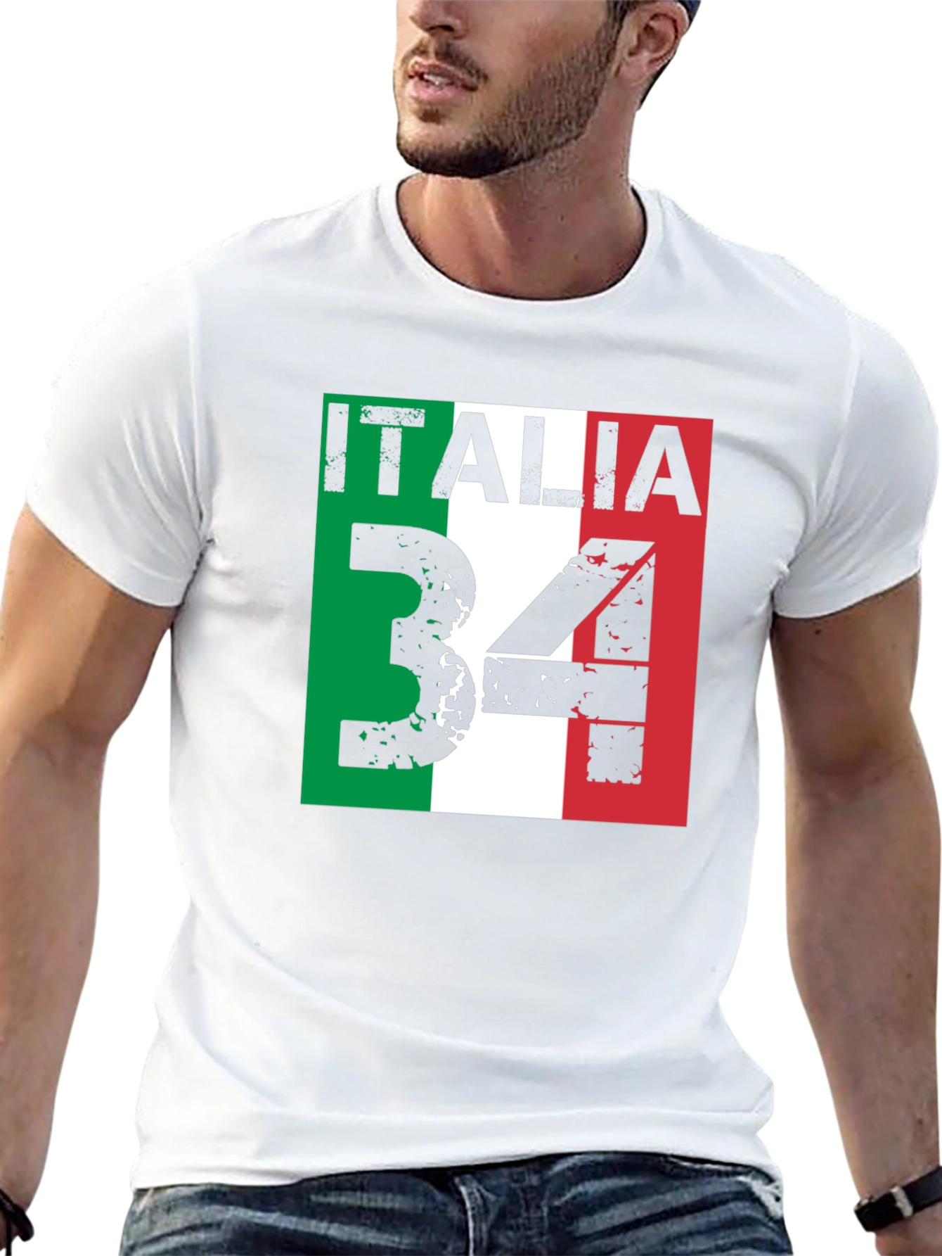 Italia 34 Graphic Tee - Italian Flag Design
