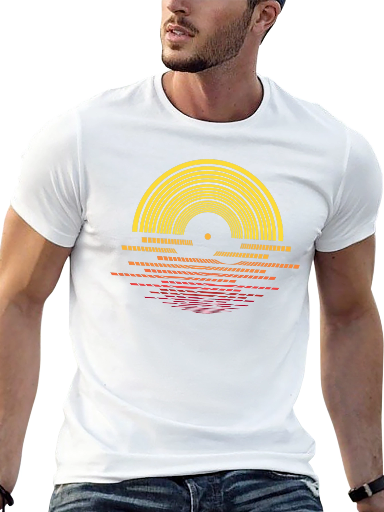 Retro Vinyl Record Sunset Graphic Tee