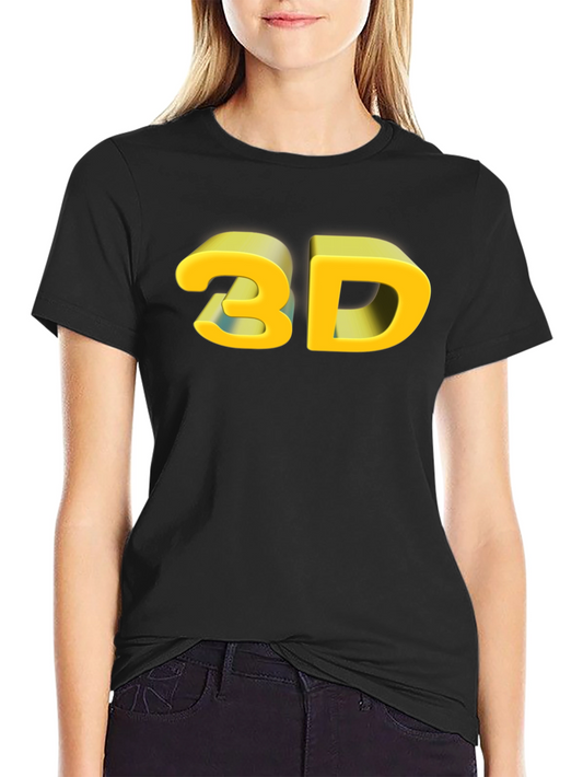 3D Graphic Print Black T-Shirt