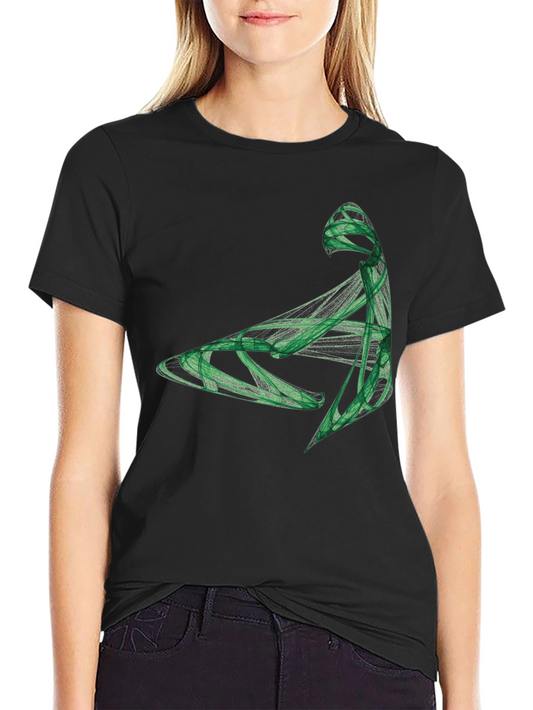 Abstract Green Graphic Black T-Shirt
