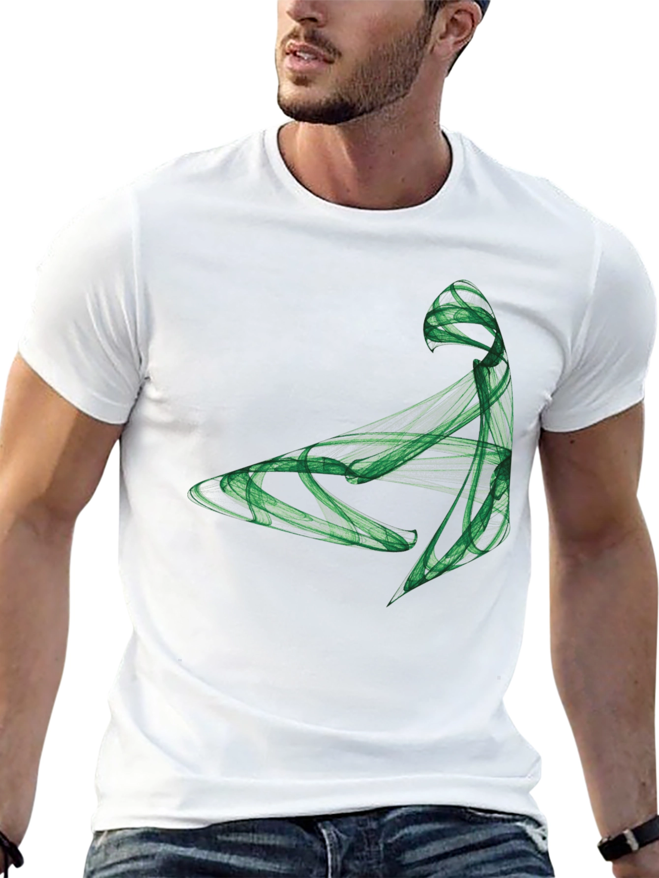 Abstract Green Graphic Black T-Shirt