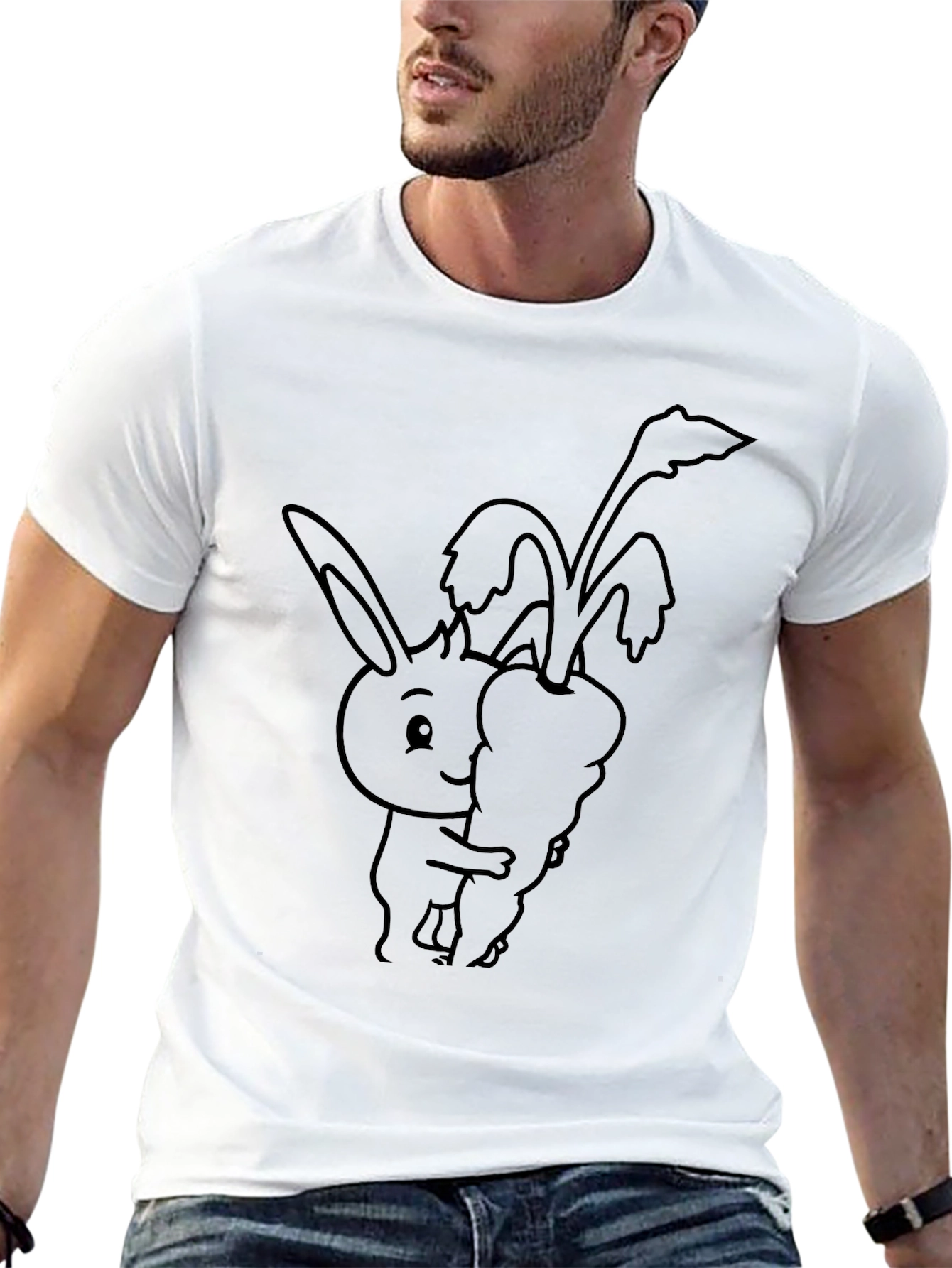 Bunny Hugging Carrot Graphic T-Shirt