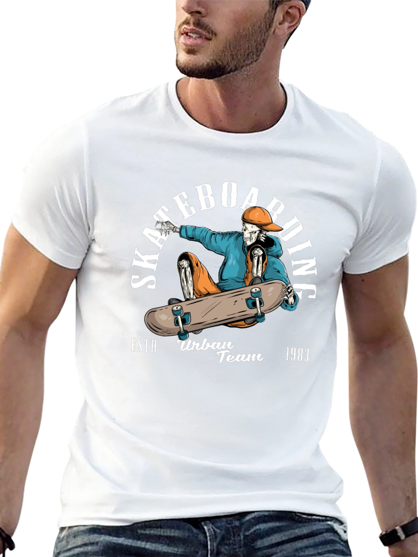 Skateboarding Skeleton Graphic Tee - Urban Style