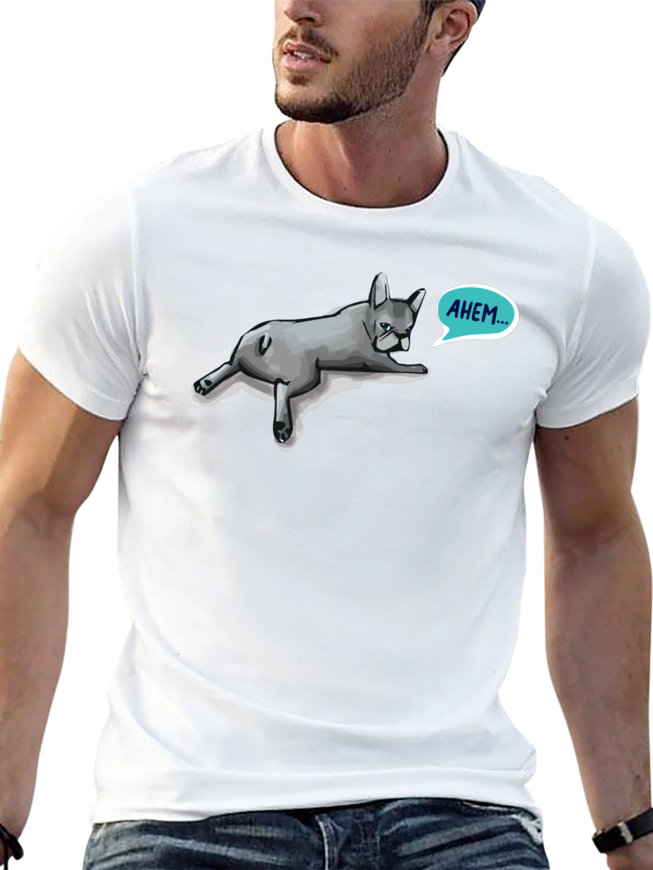 Ahem French Bulldog Mens Black T-Shirt
