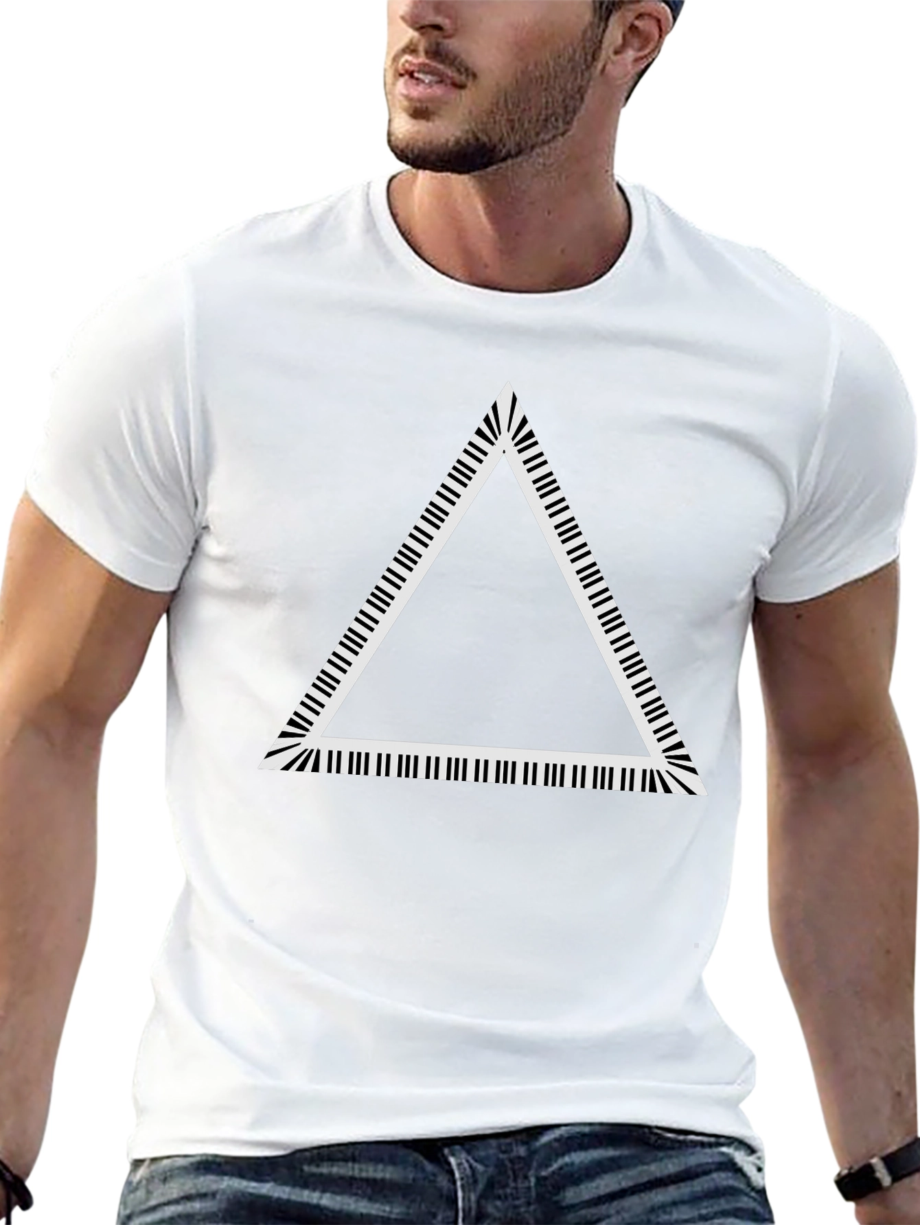 Piano Key Triangle Graphic Tee - Black