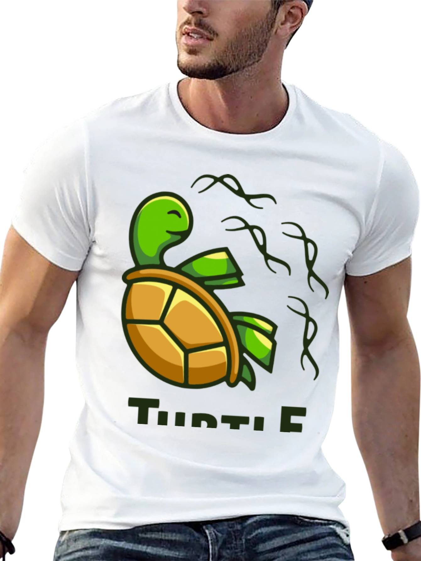 Turtle Graphic Print Mens Black T-Shirt