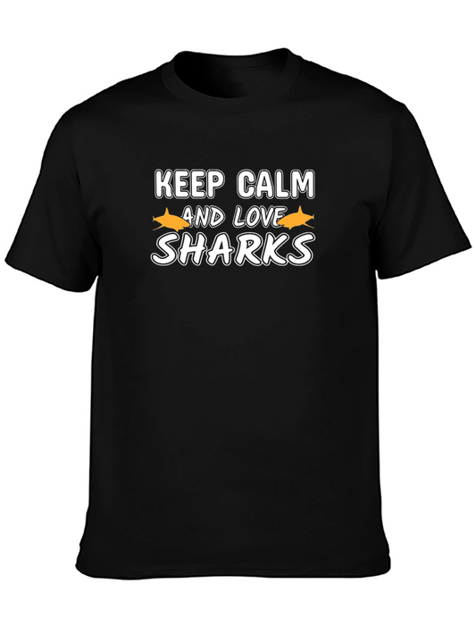 Keep Calm & Love Sharks Graphic T-Shirt