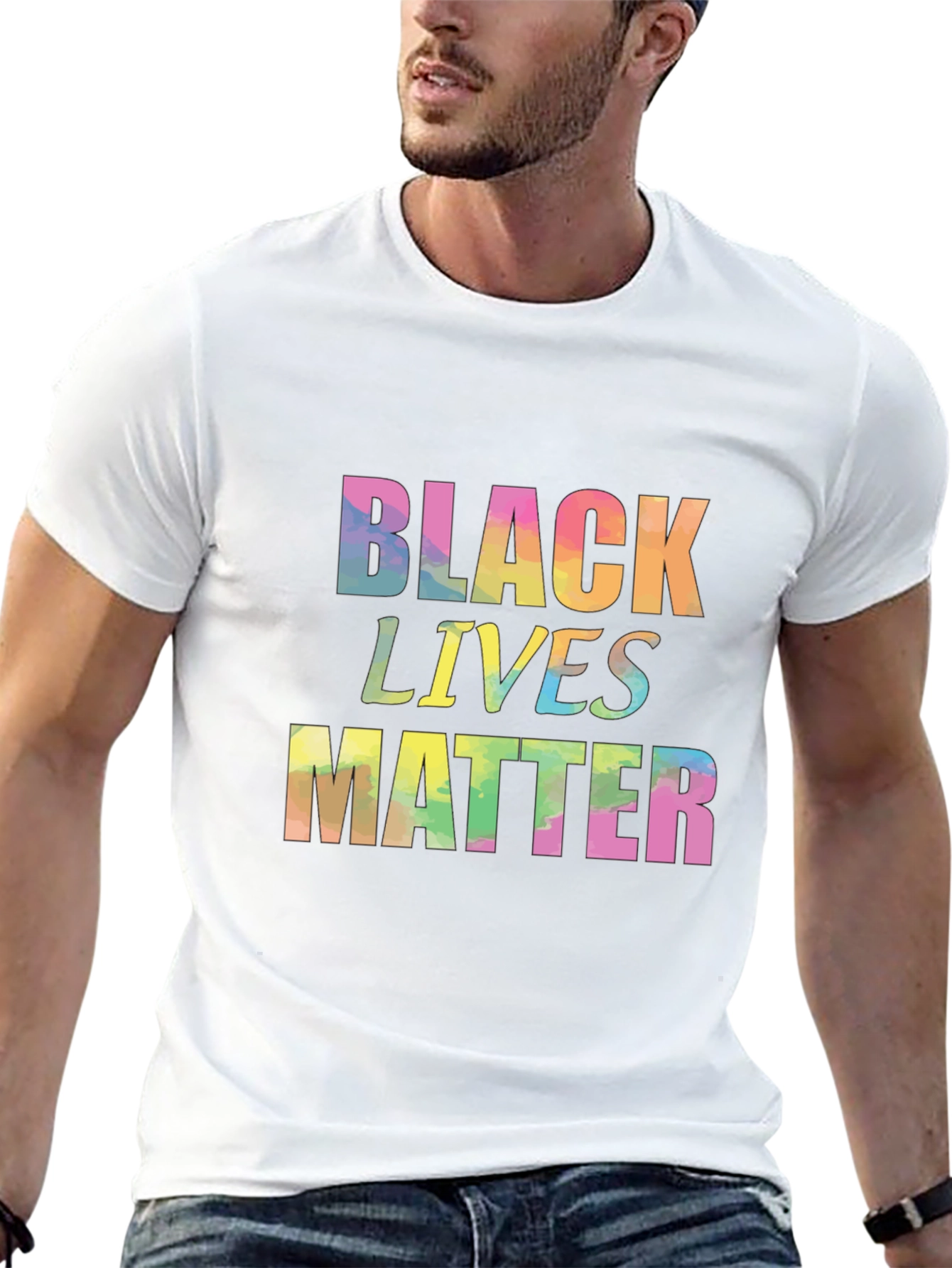 Black Lives Matter Rainbow Tie Dye Graphic Tee
