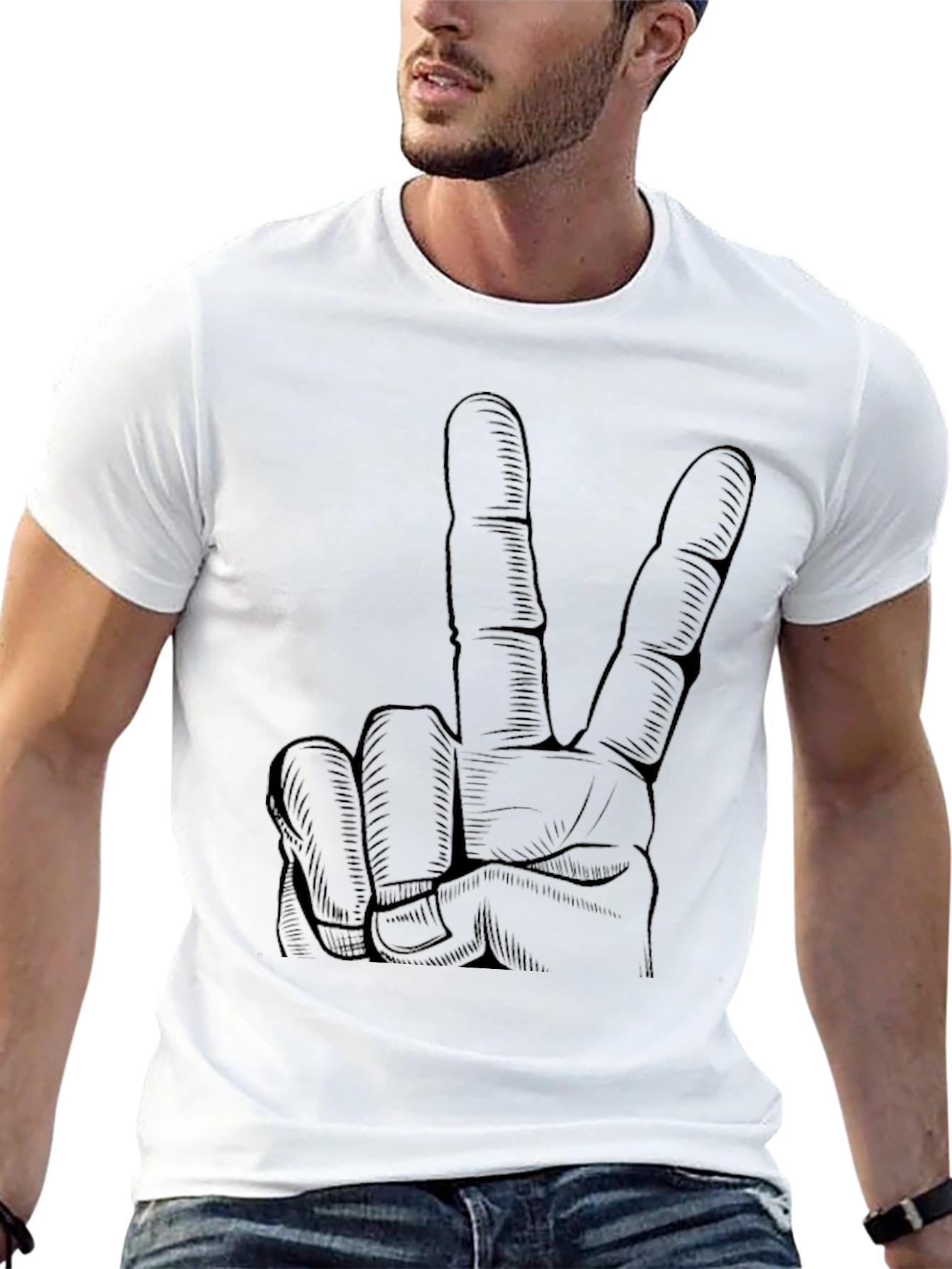Peace Sign Graphic Black T-Shirt