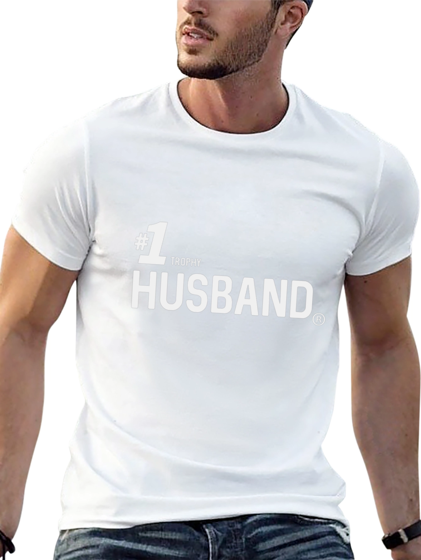#1 Trophy Husband Black Graphic Tee Shirt