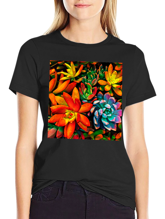 Bold Succulent Plant T-Shirt - Black