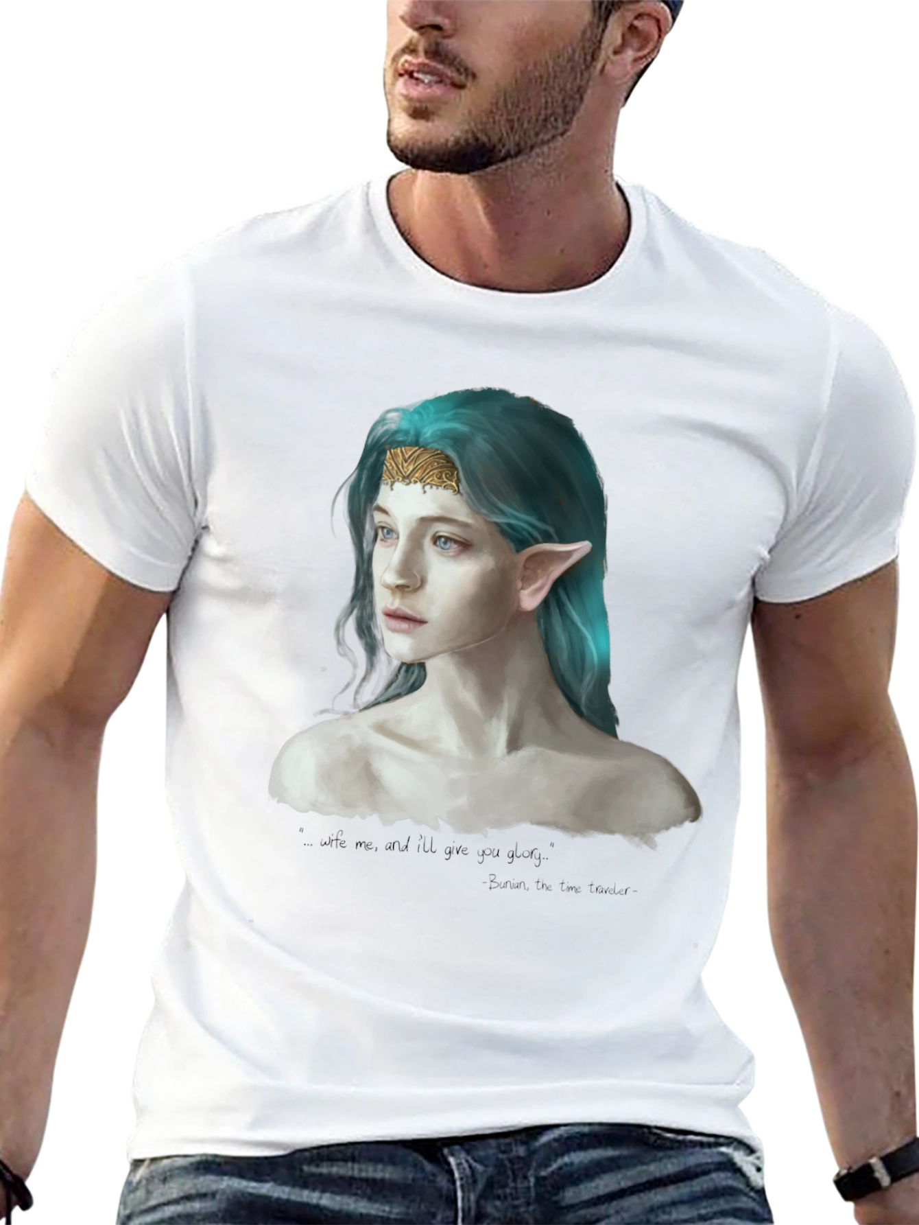 Elf Portrait Black T-Shirt