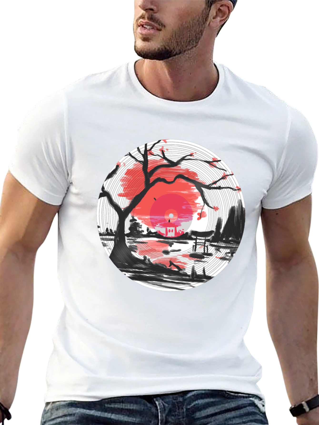 Vinyl Record Japanese Sunset T-Shirt