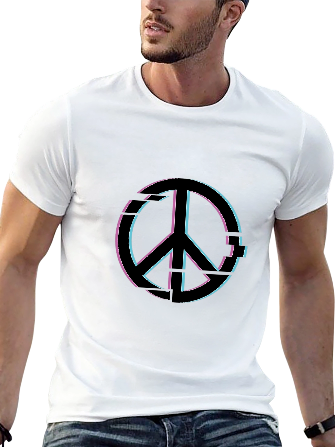 Peace Sign Graphic Tee - Soft Black Cotton