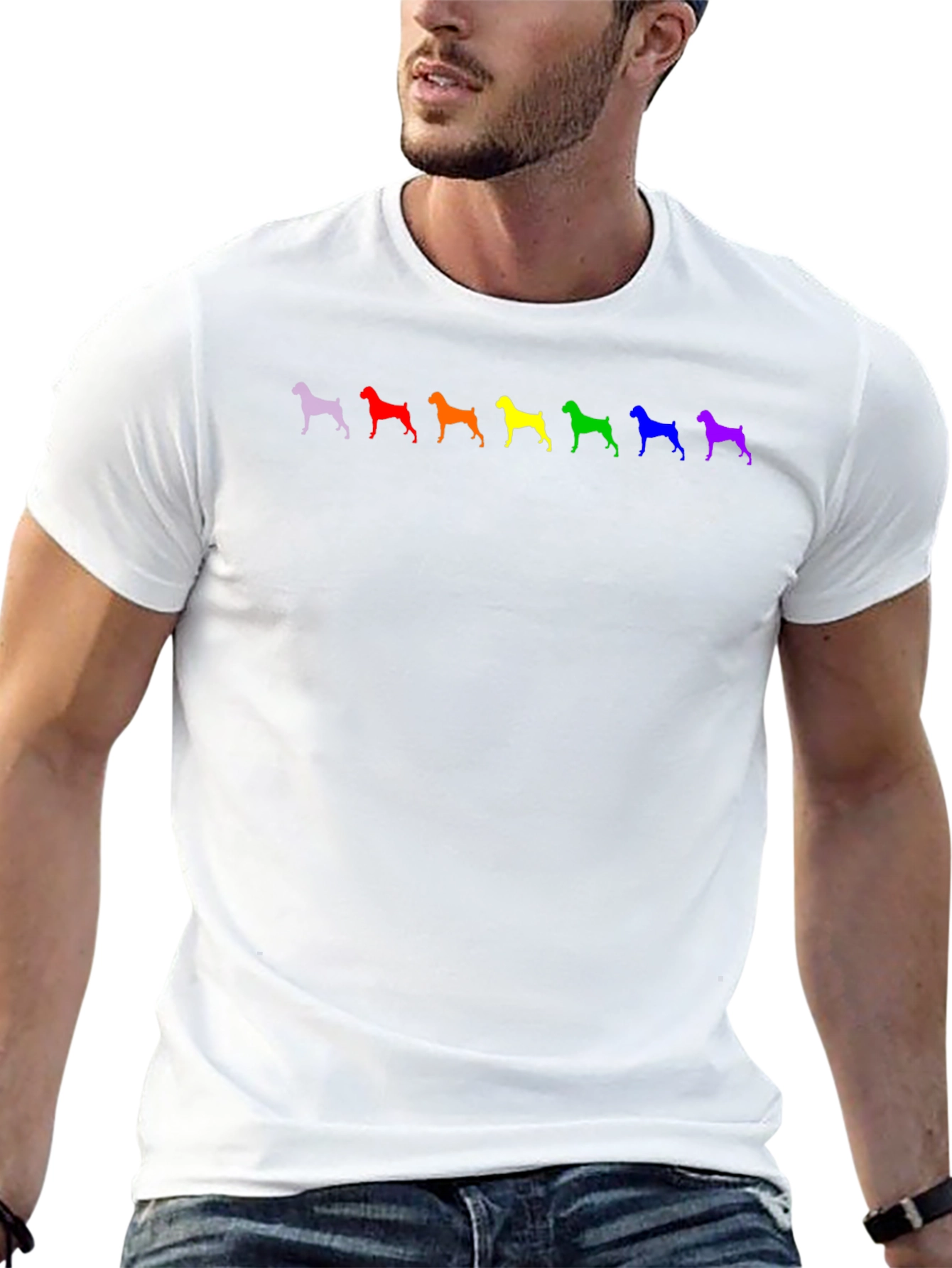 Rainbow Boxer Dog Silhouette T-Shirt - Prideful Pup