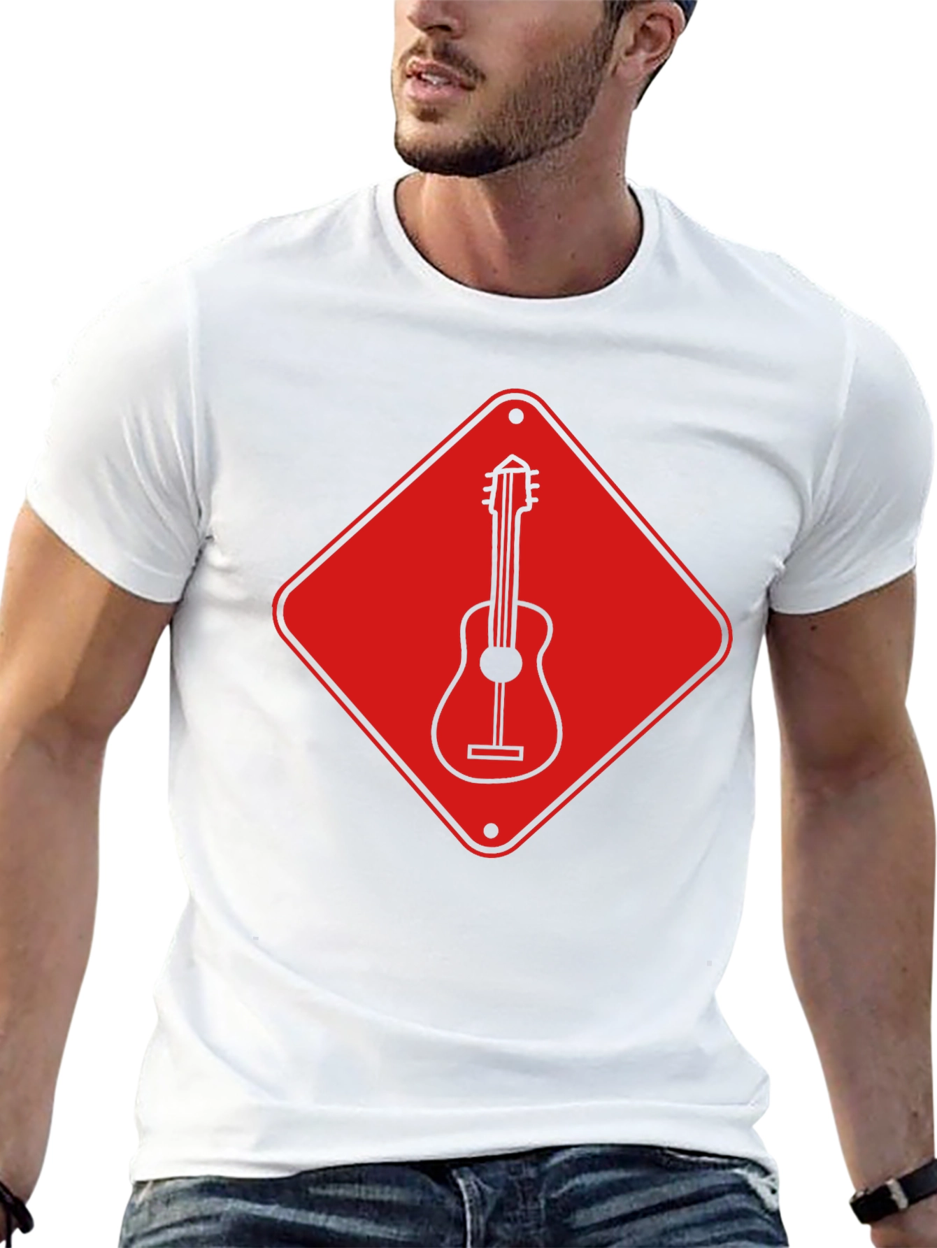 Guitar Crossing T-Shirt - Road Sign Design