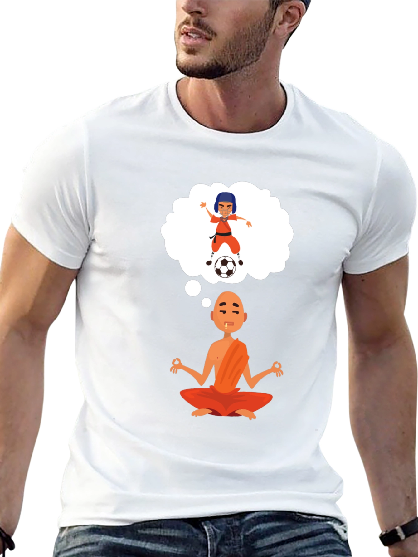 Meditating Monk T-Shirt - Soccer Dream
