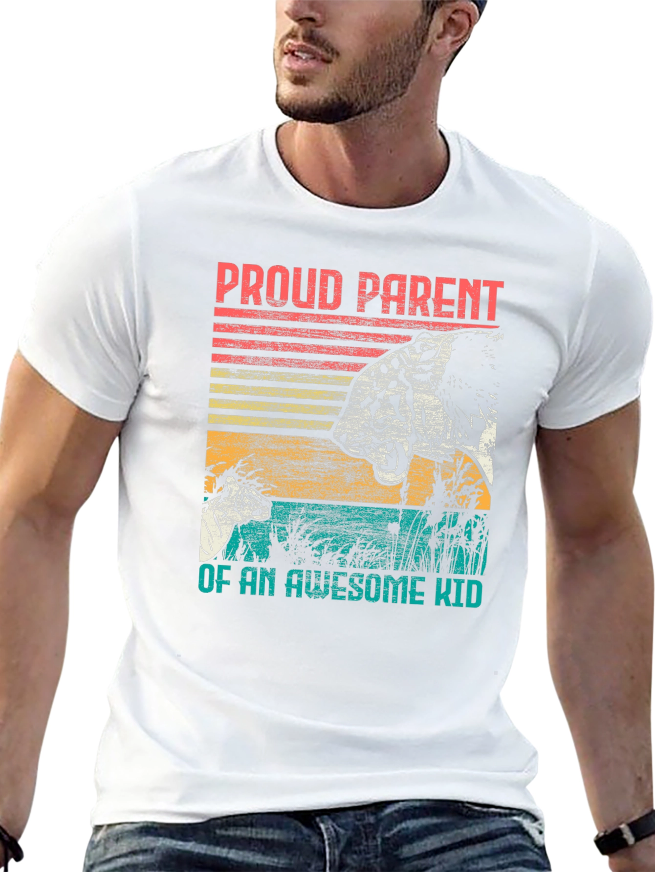 Proud Parent Awesome Kid Tiger Graphic T-Shirt