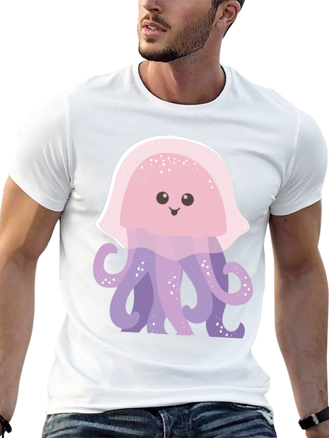 Cute Jellyfish Graphic Tee - Soft Black Cotton Shirt