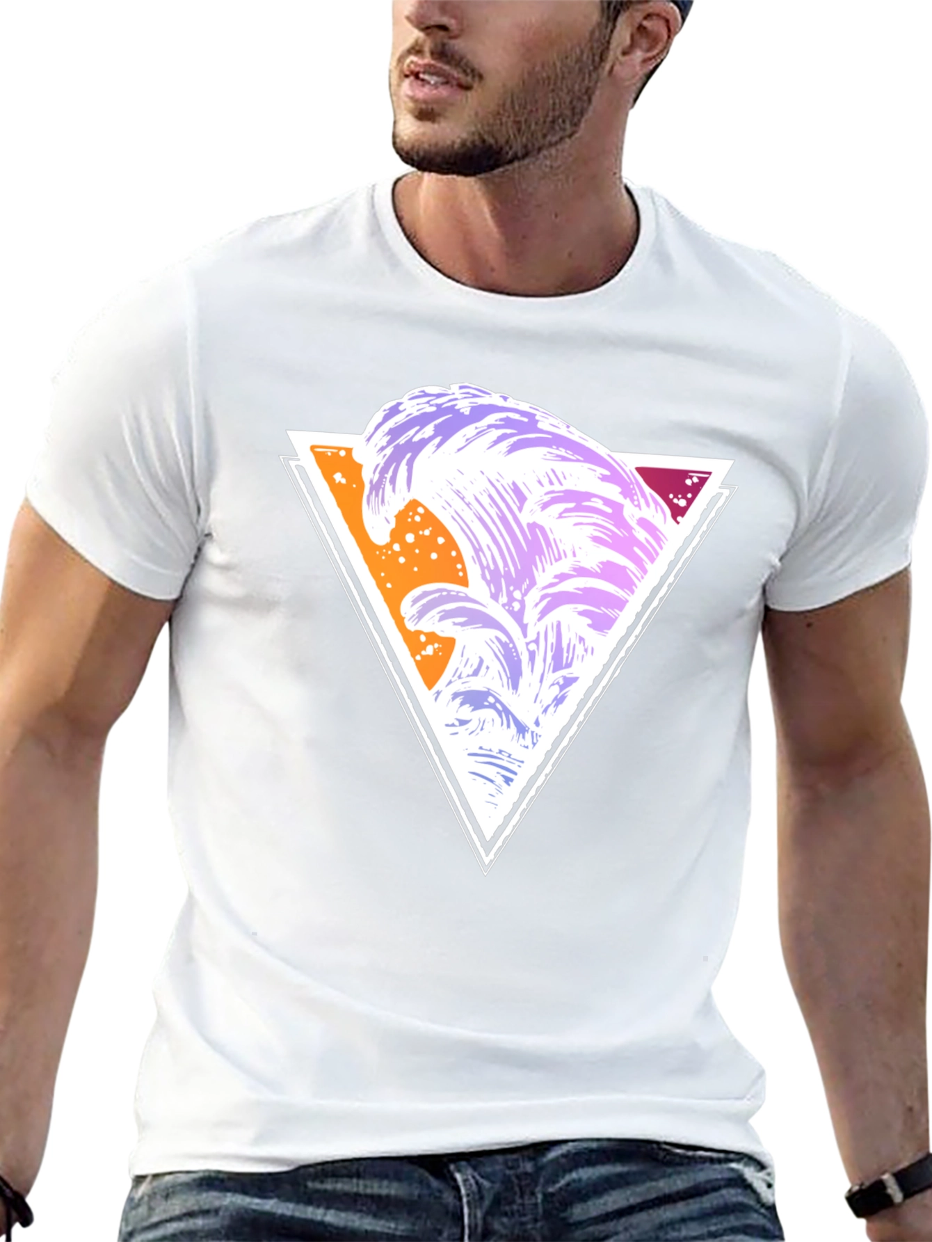 Abstract Wave Triangle Graphic Tee