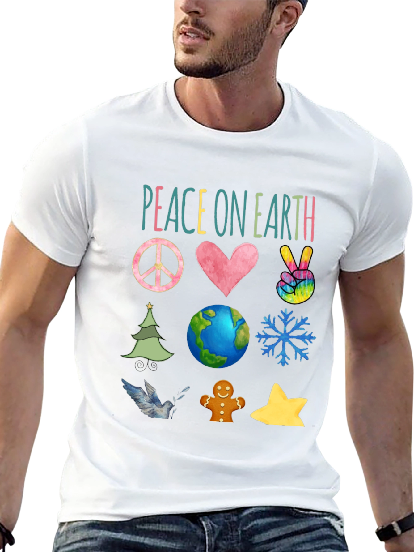 Peace on Earth Graphic Tee - Holiday Season Shirt