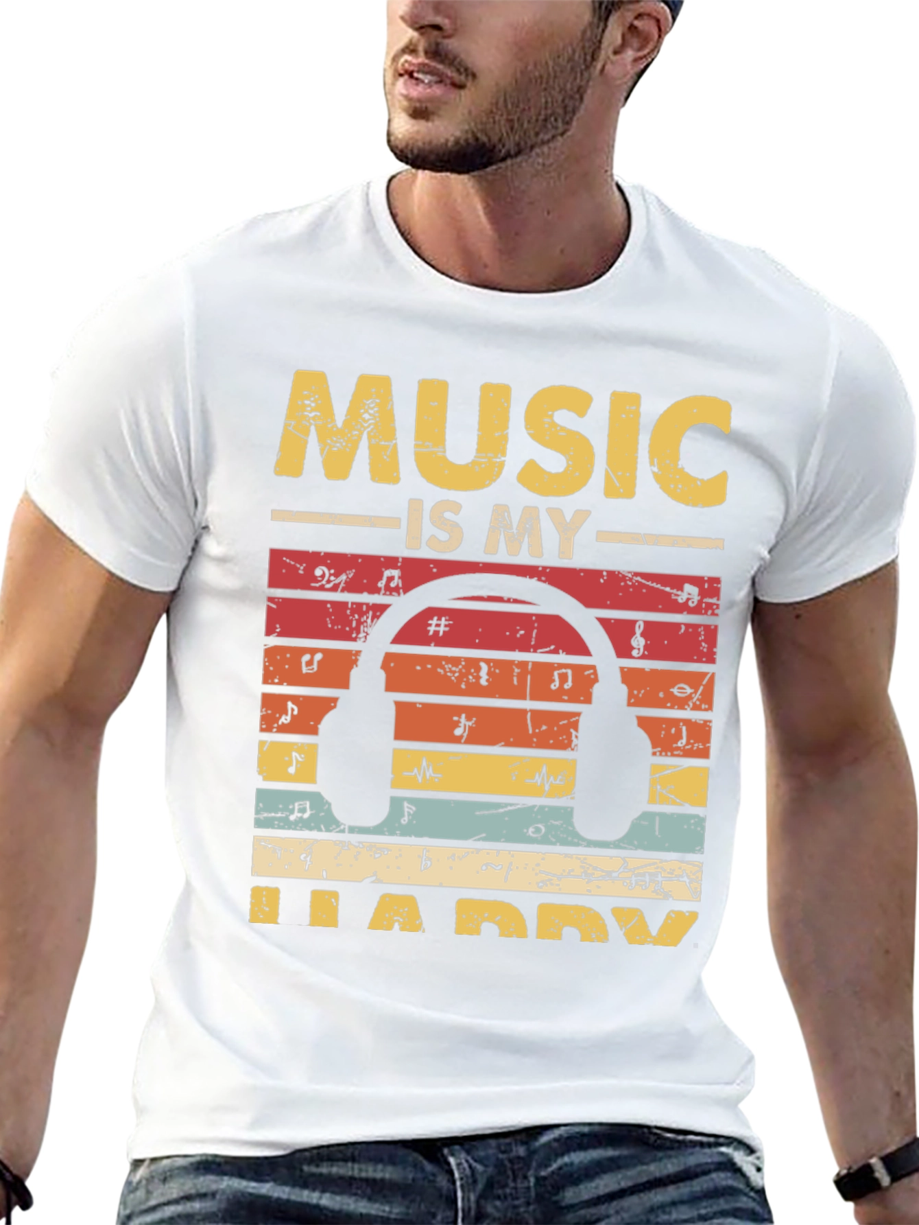 Music is My Happy Place Graphic T-Shirt