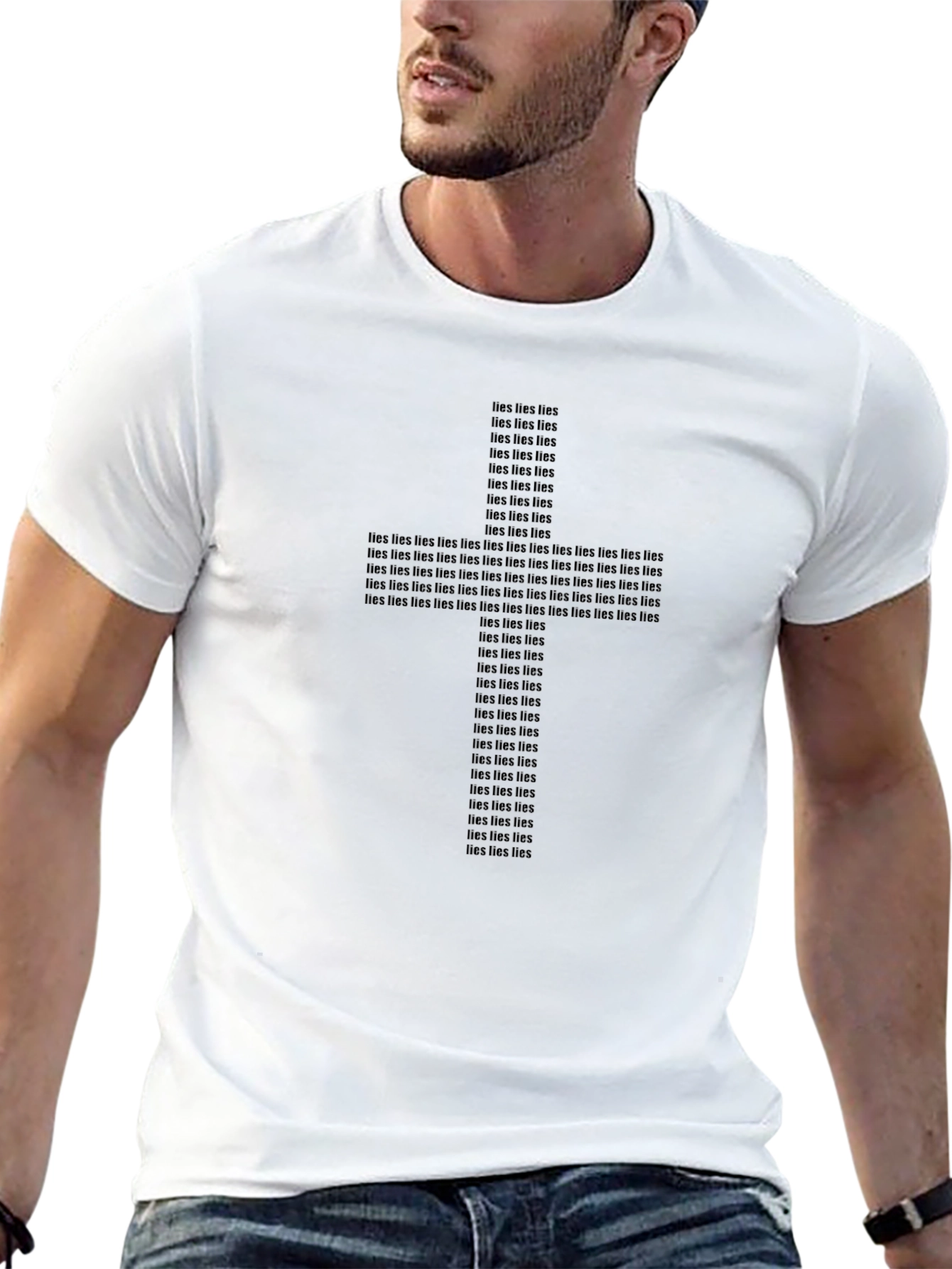 Lies Cross T-Shirt - Stylish Religious Graphic Tee