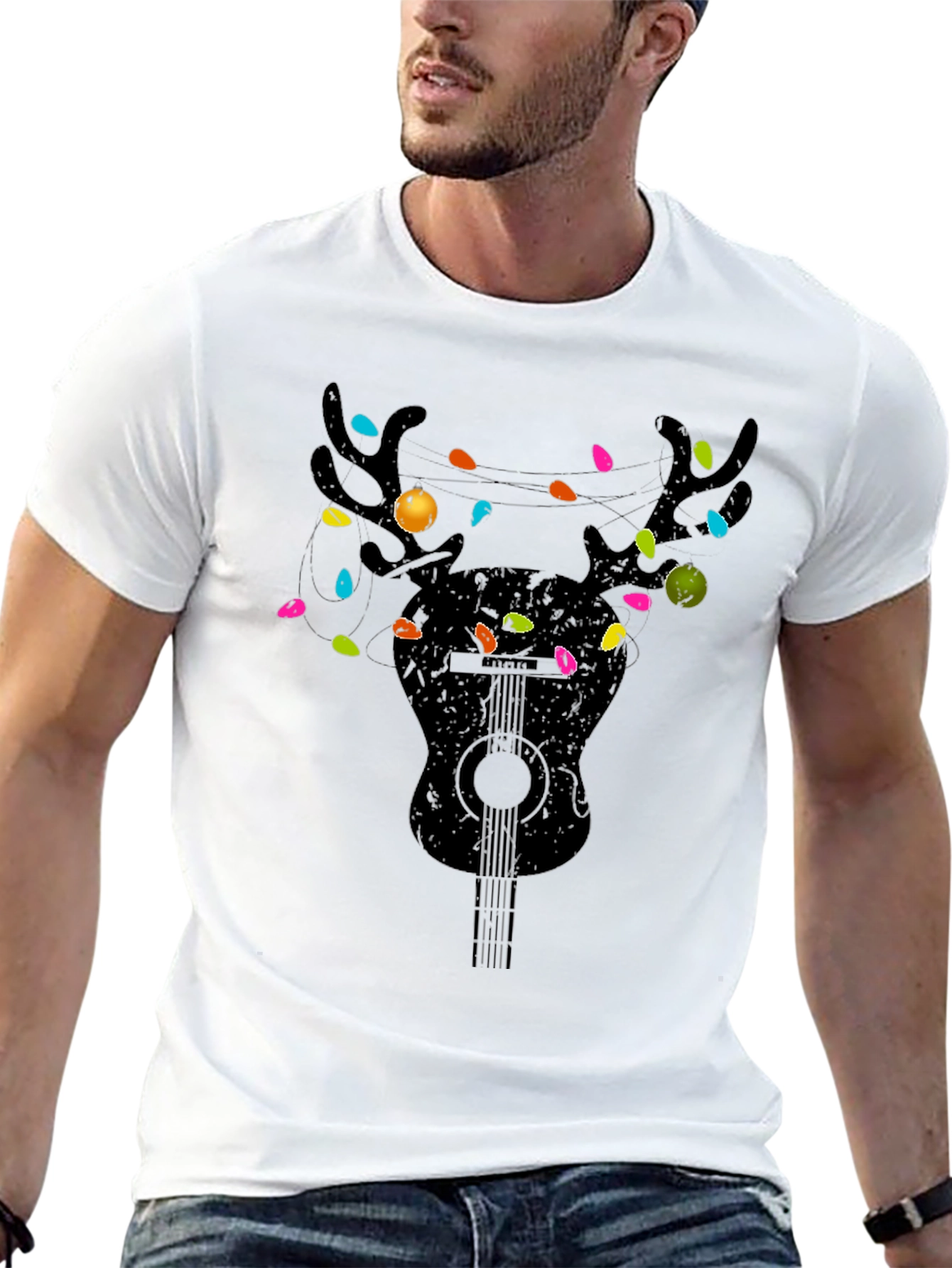 Guitar Reindeer Christmas T-Shirt