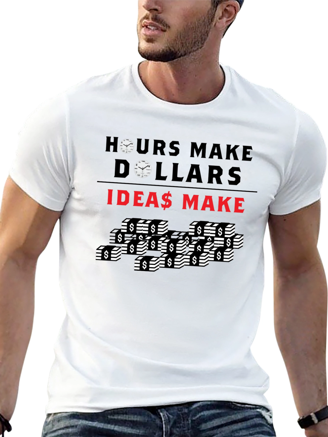 Time & Ideas Make Dollars Graphic Tee - Black