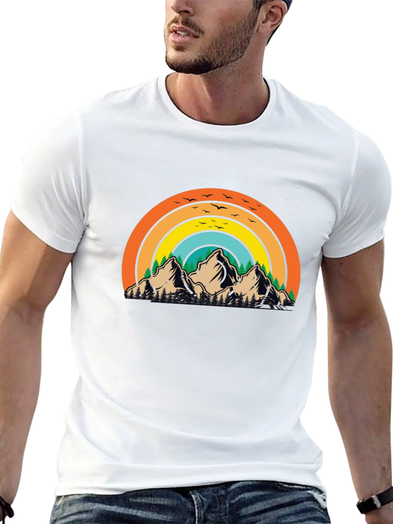 Retro Mountain Rainbow Graphic Tee