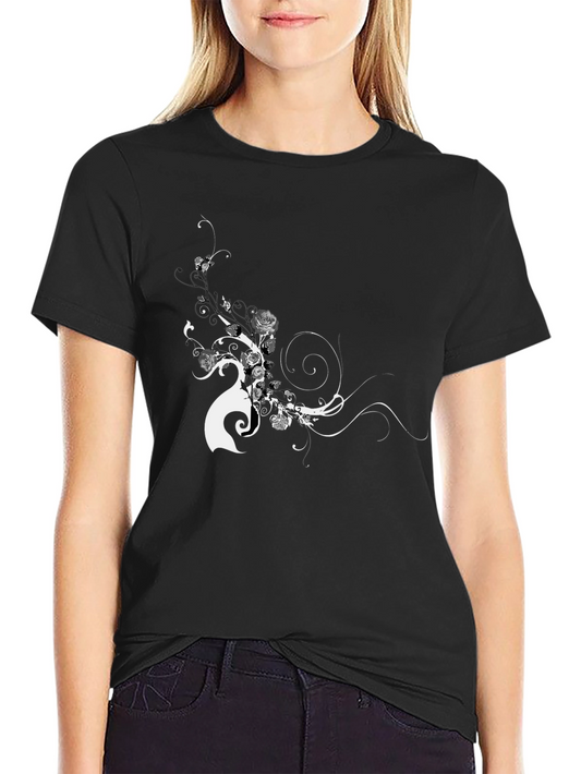 Black Floral Graphic Tee - Modern Style