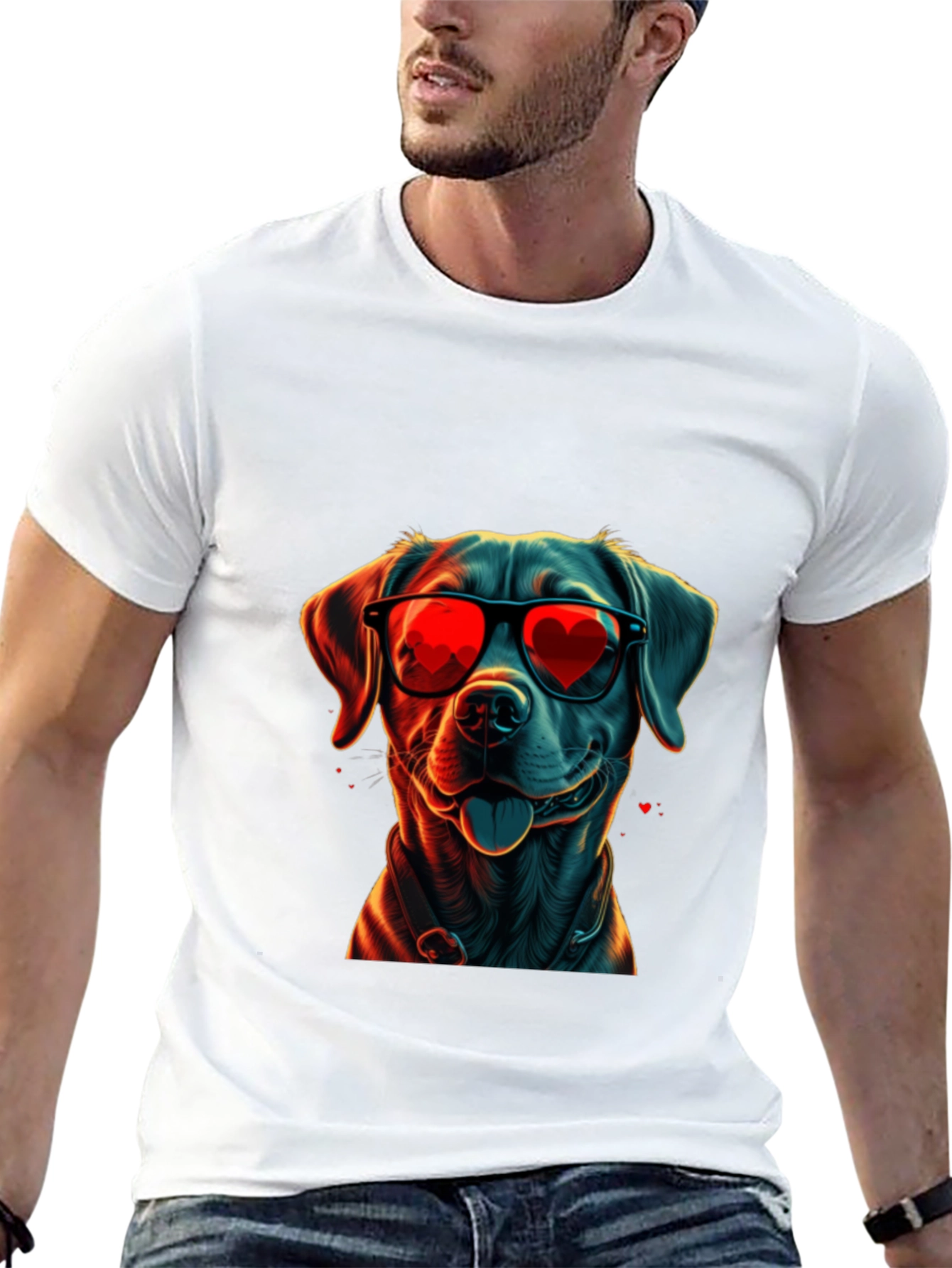 Dog with Heart Sunglasses Graphic Tee