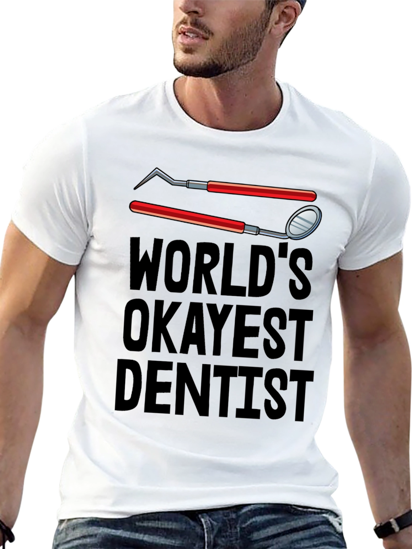 Worlds Okayest Dentist T-Shirt - Funny Dental Tee
