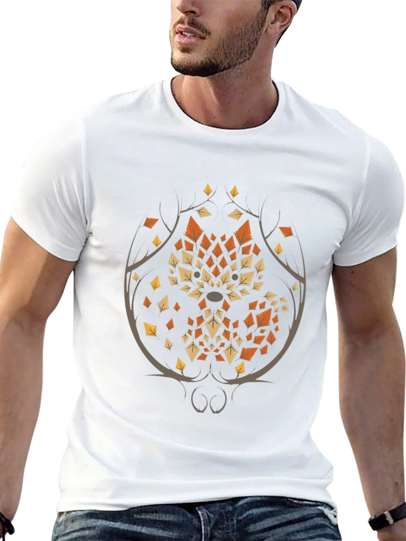 Geometric Autumn Leaves Tree Graphic Tee