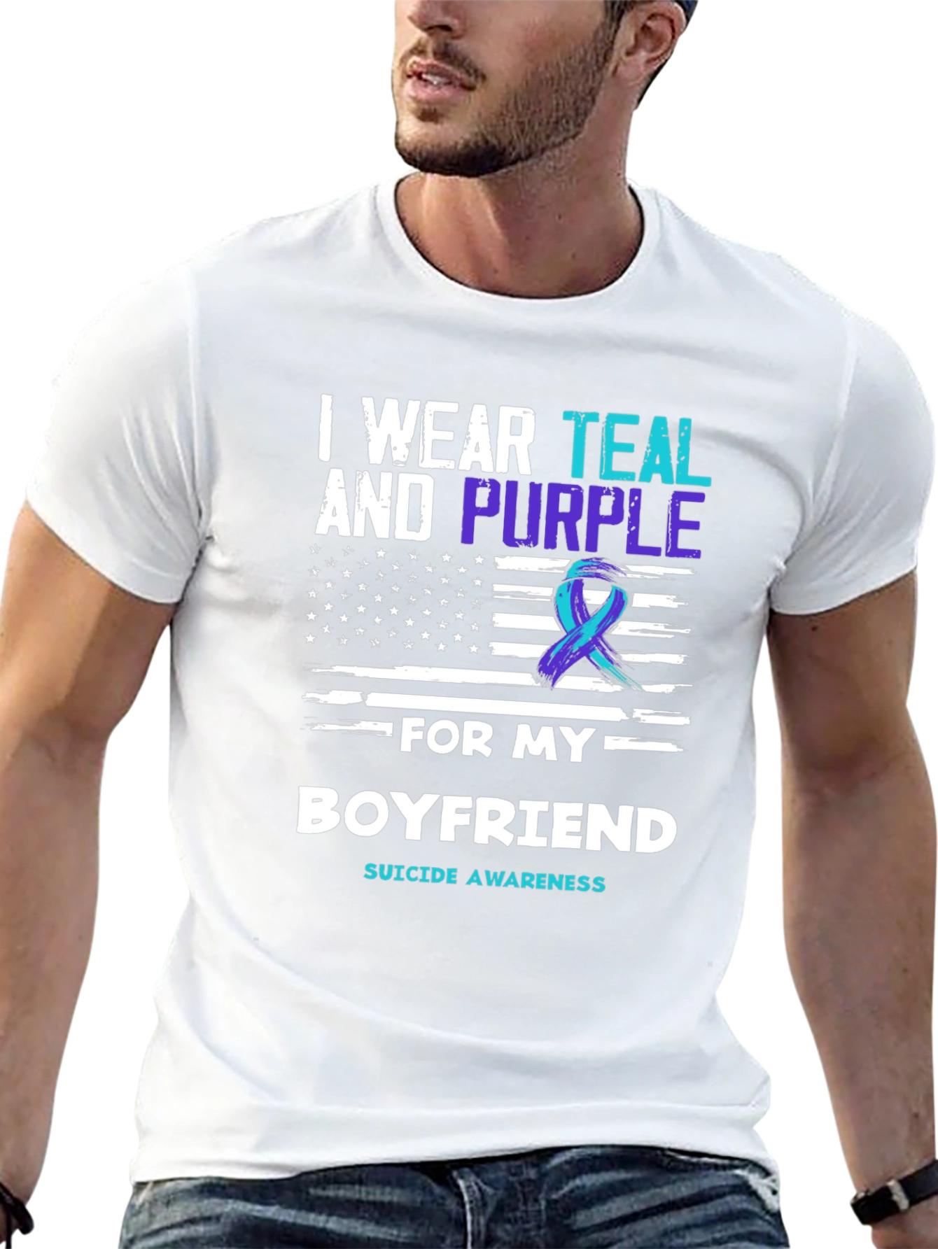 Teal & Purple Suicide Awareness Boyfriend T-Shirt