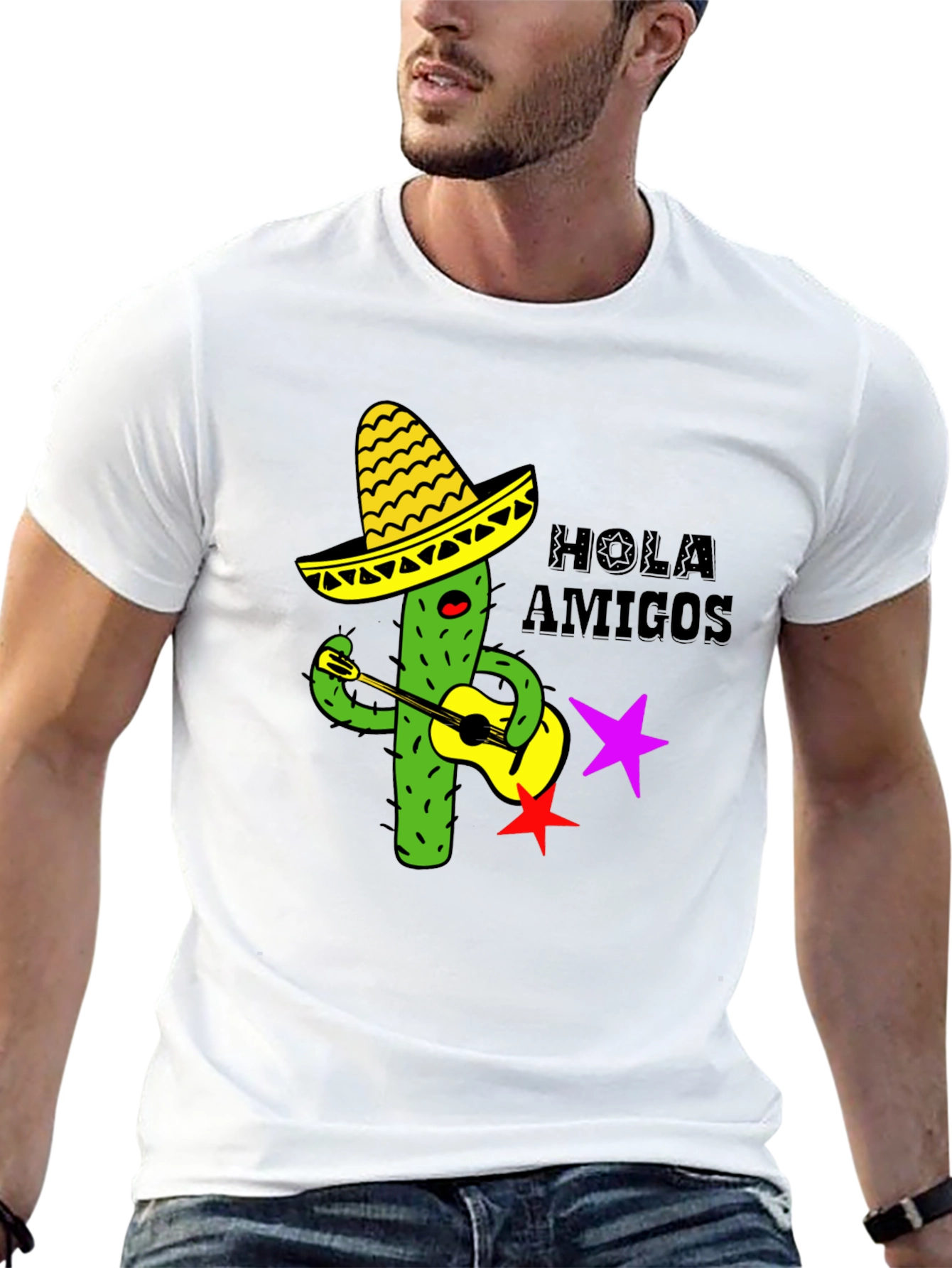 Hola Amigos Cactus Guitar T-Shirt