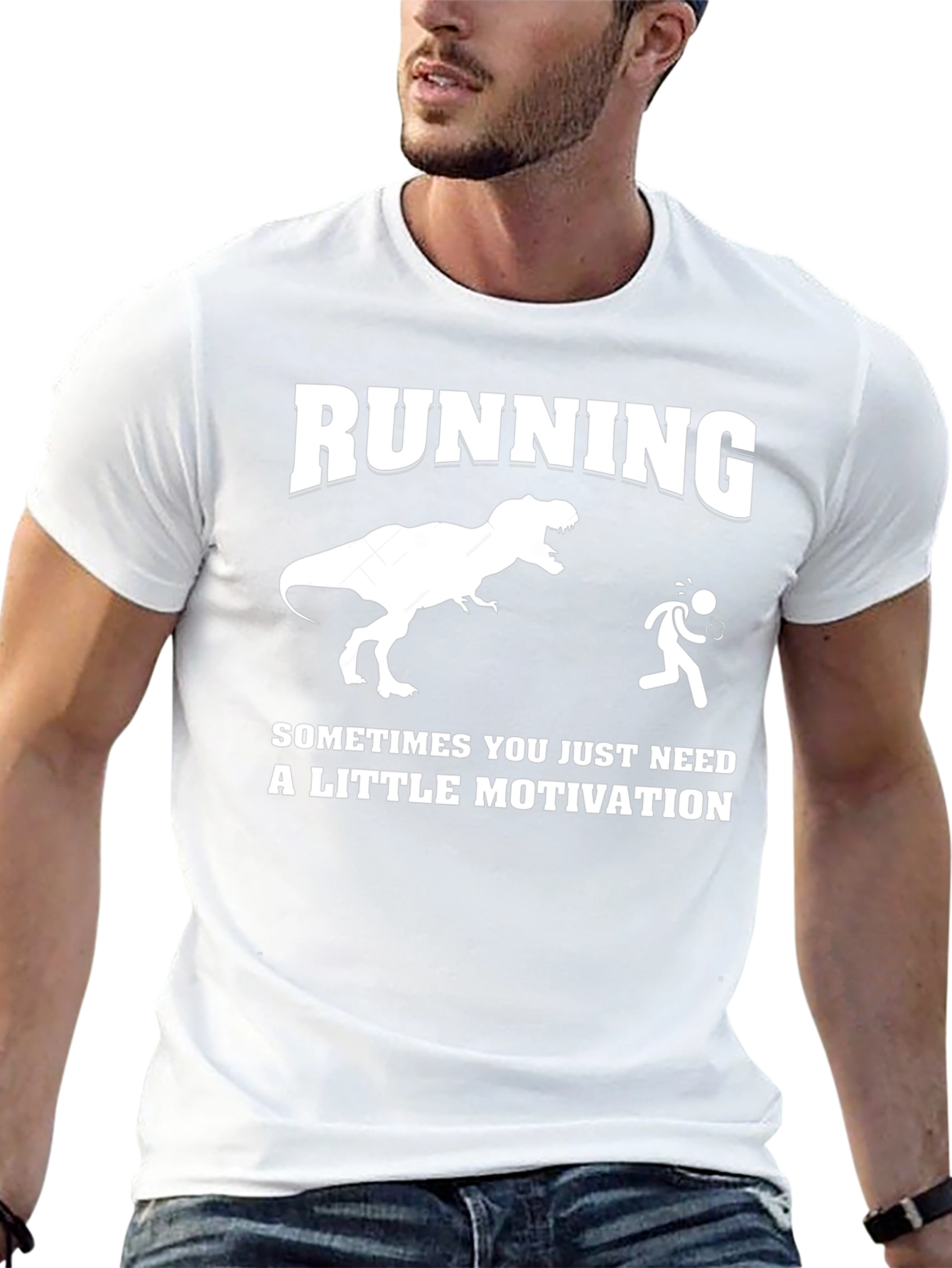 Running Motivation T-Shirt Dinosaur Chase Funny Tee