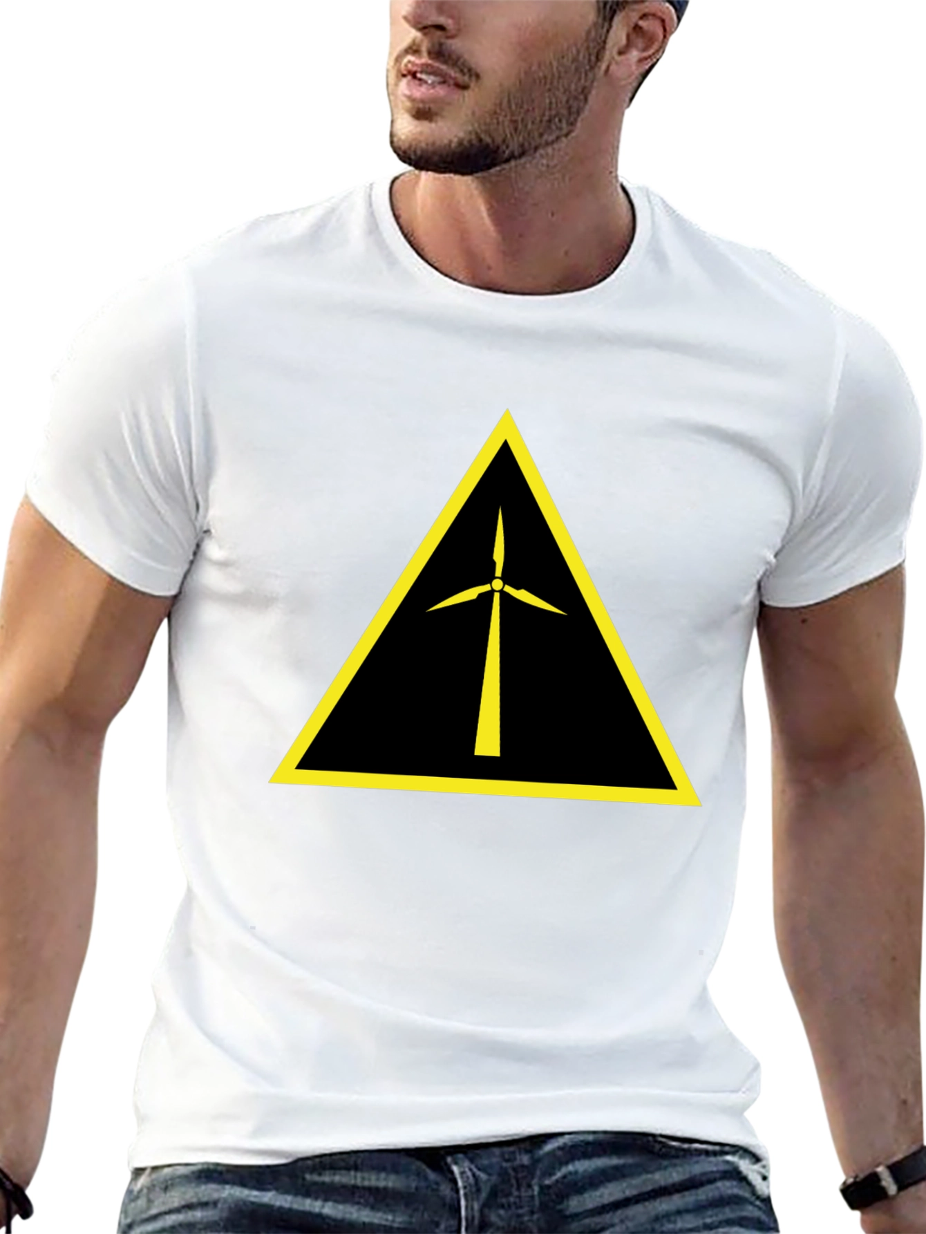 Wind Turbine Warning Symbol Black T-Shirt