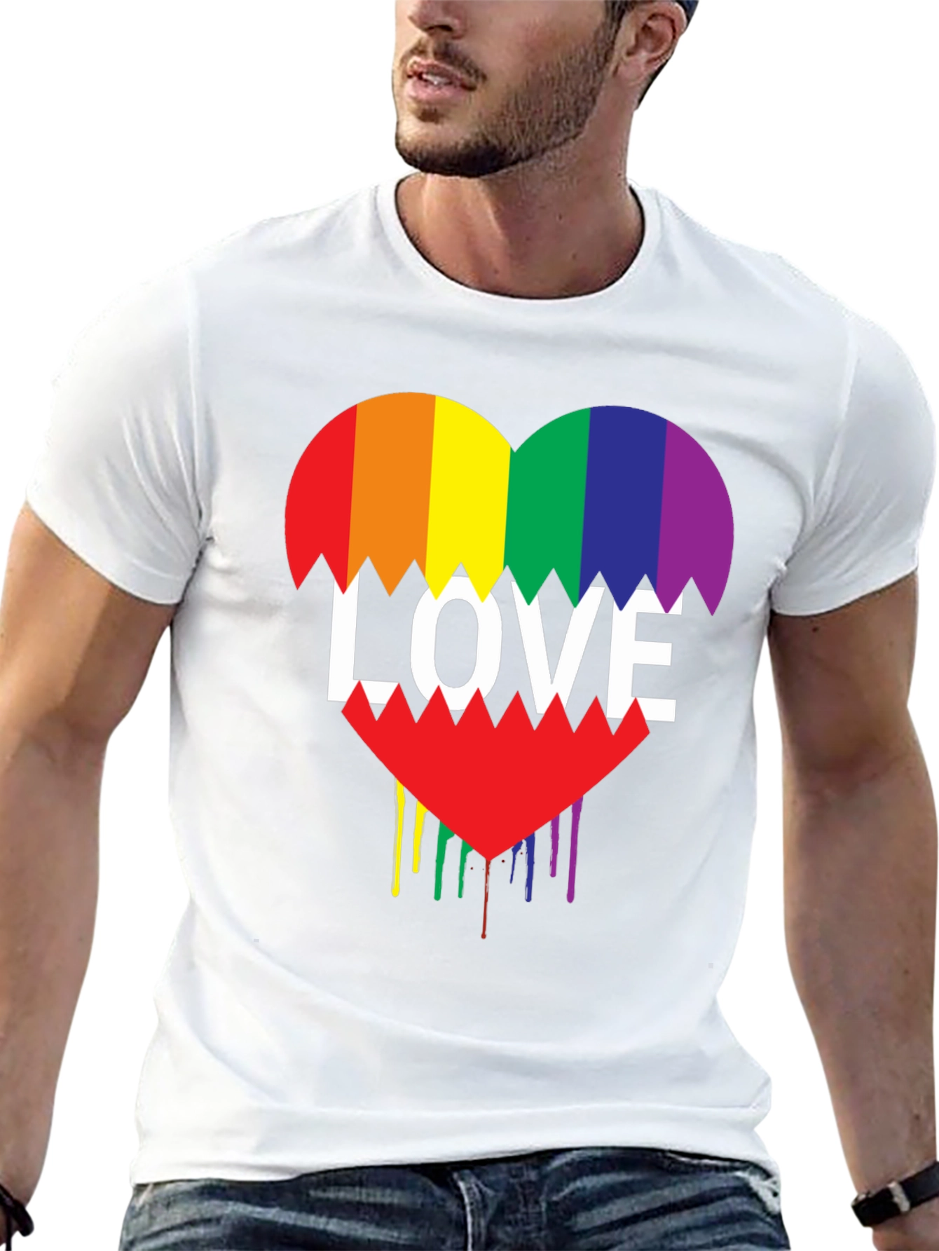 Rainbow Love Heart Graphic Tee - Pride Shirt