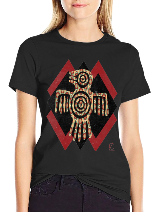 Aztec Eagle Graphic Tee - Black Crew Neck Shirt