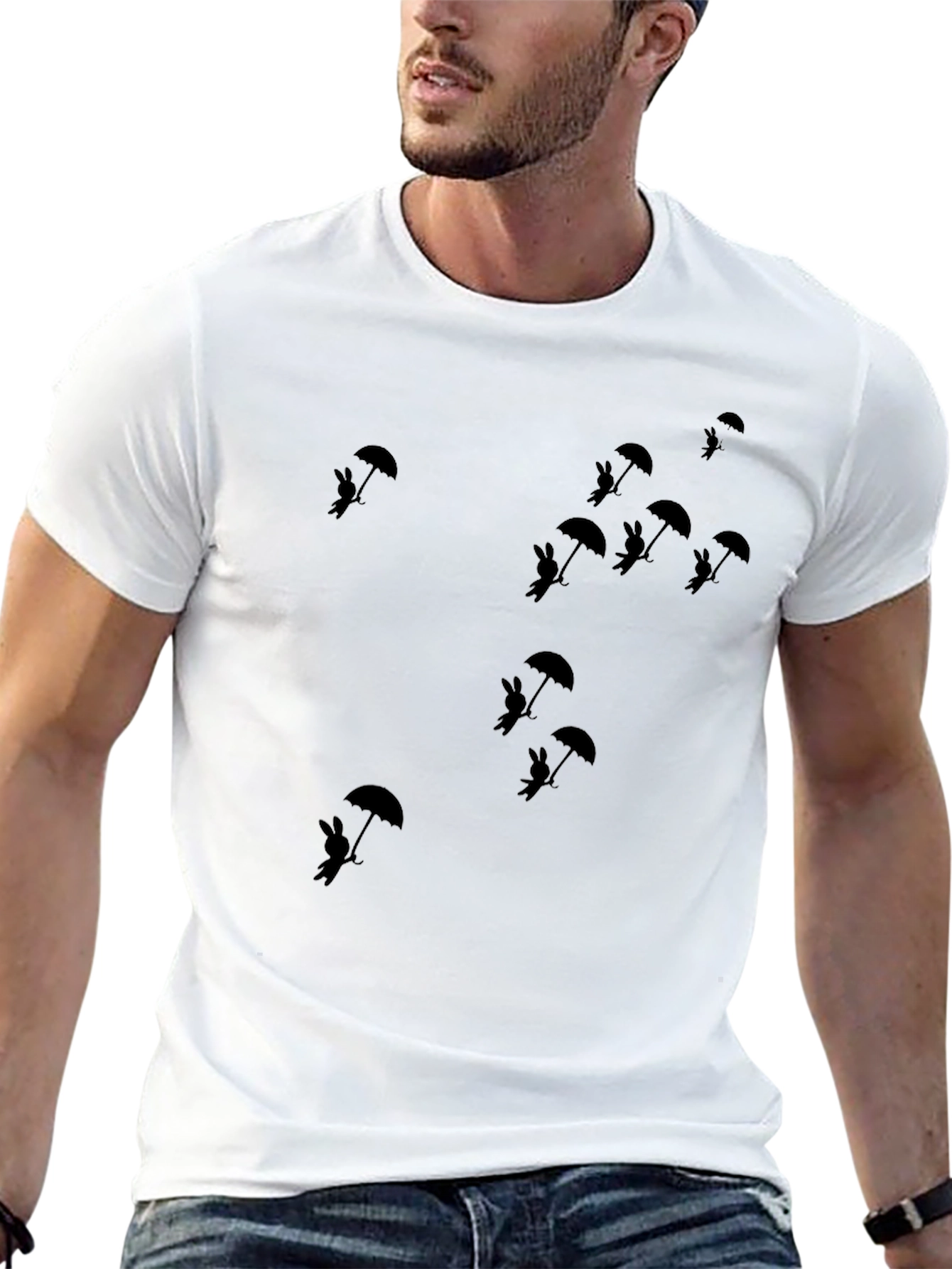Bunny Umbrella Black Tee